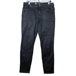 Kut From The Kloth Womens Jeans Black Snake Print Mia Ankle Toothpick Skinny 14